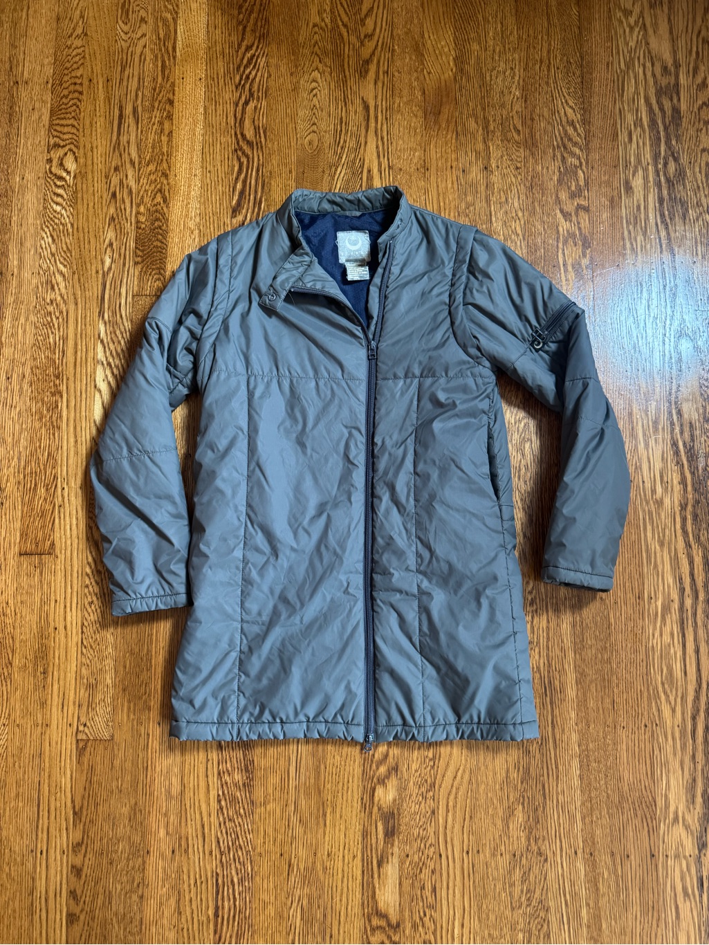 Stussy Gray Thermolite Plus Long Insulated Jacket Women M Minimal Techwear Coat